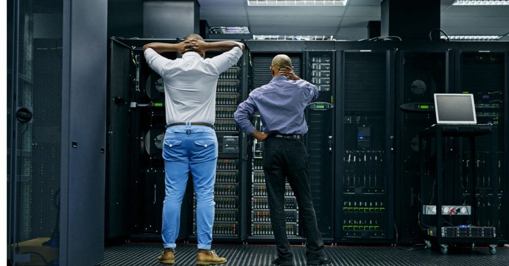 employees in server room