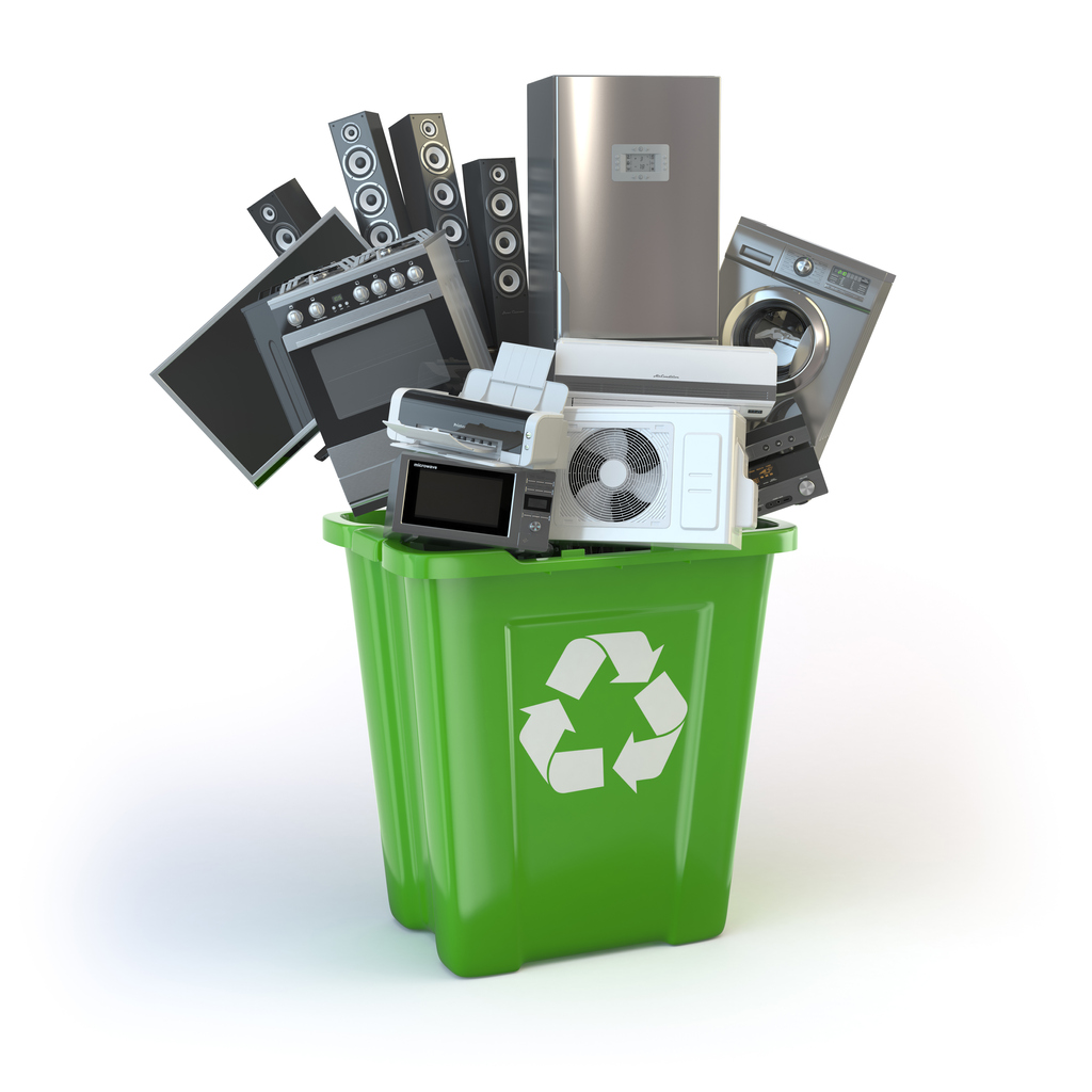 recycling bin of electronics