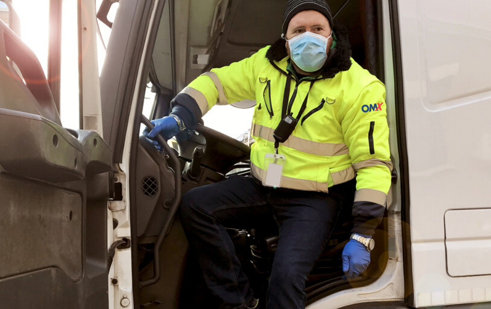 truck driver wearing mask