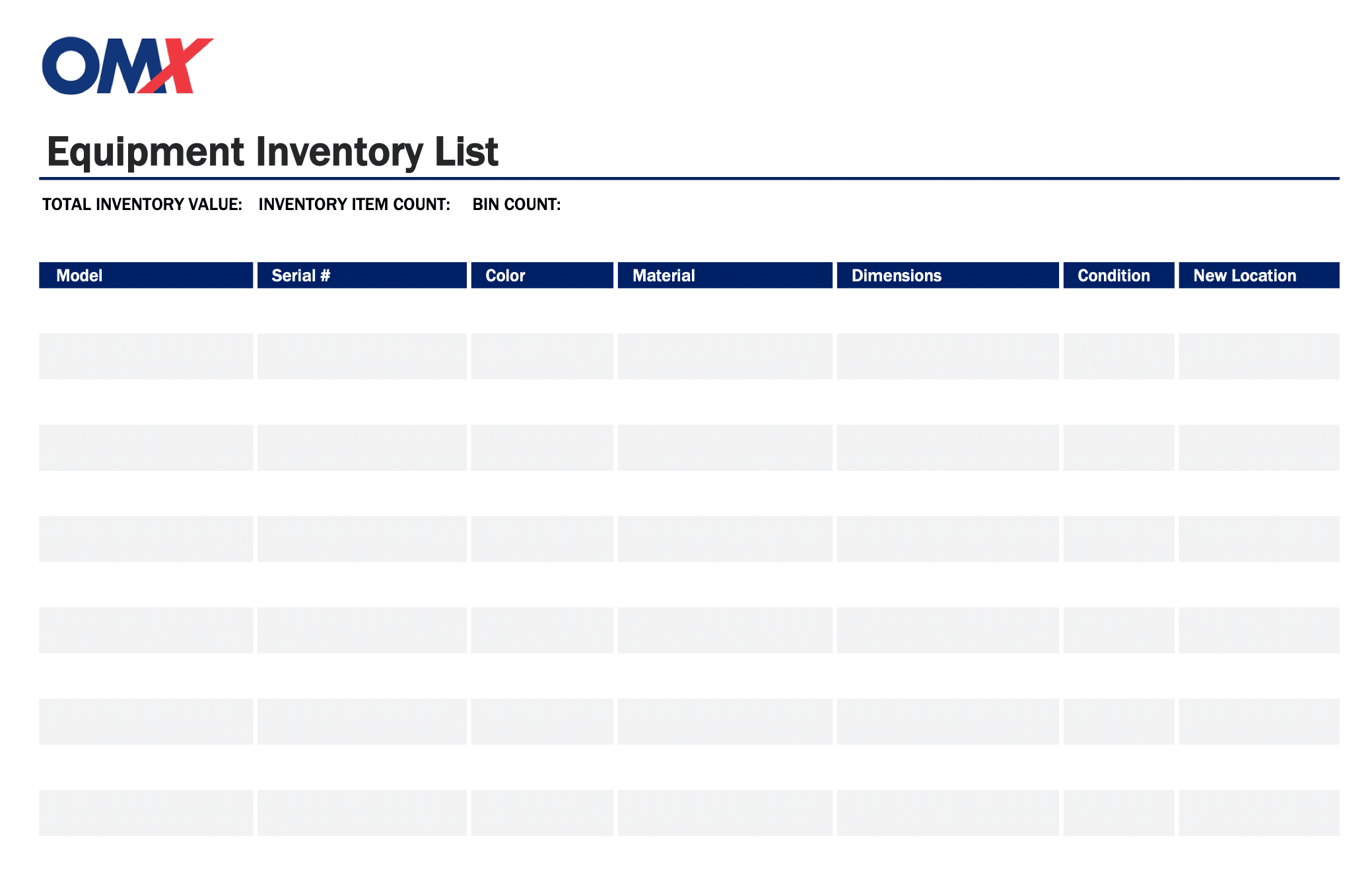 Inventory list screenshot